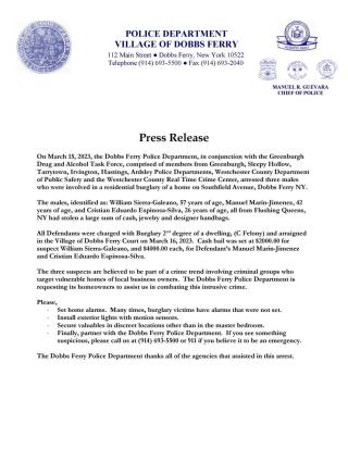 2023 Press Release Burglary